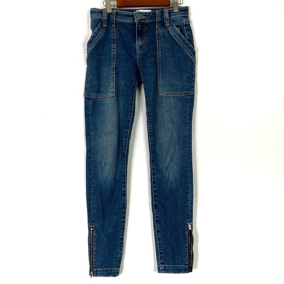 Joie | Skinny Jeans Large Pockets Zip Ankle Dark Wash Cotton Blend Womens 24 - Picture 1 of 9